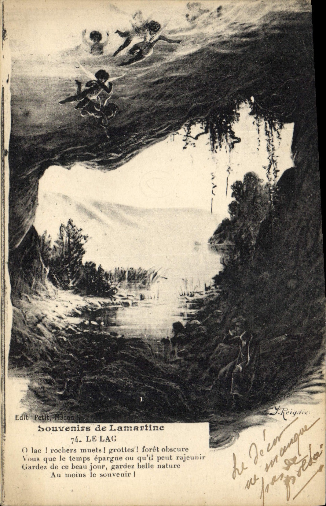 Postal acordar de Lamartine el lago