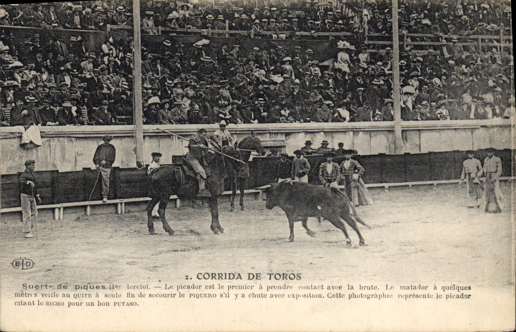 Vintage Postcard Bullfight Bullfight Bullfight of Toros suerte of spades