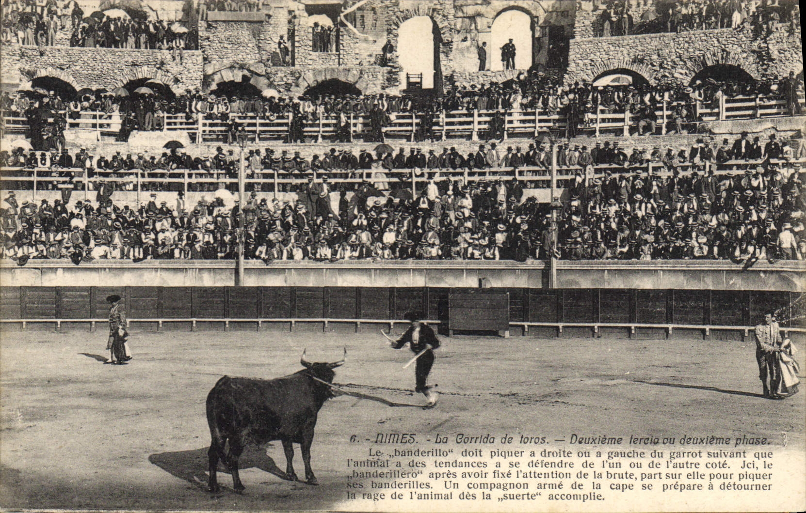 Postal Corrida Corrida de toros Nimes la corrida de toros Segundo terco o segunda fase