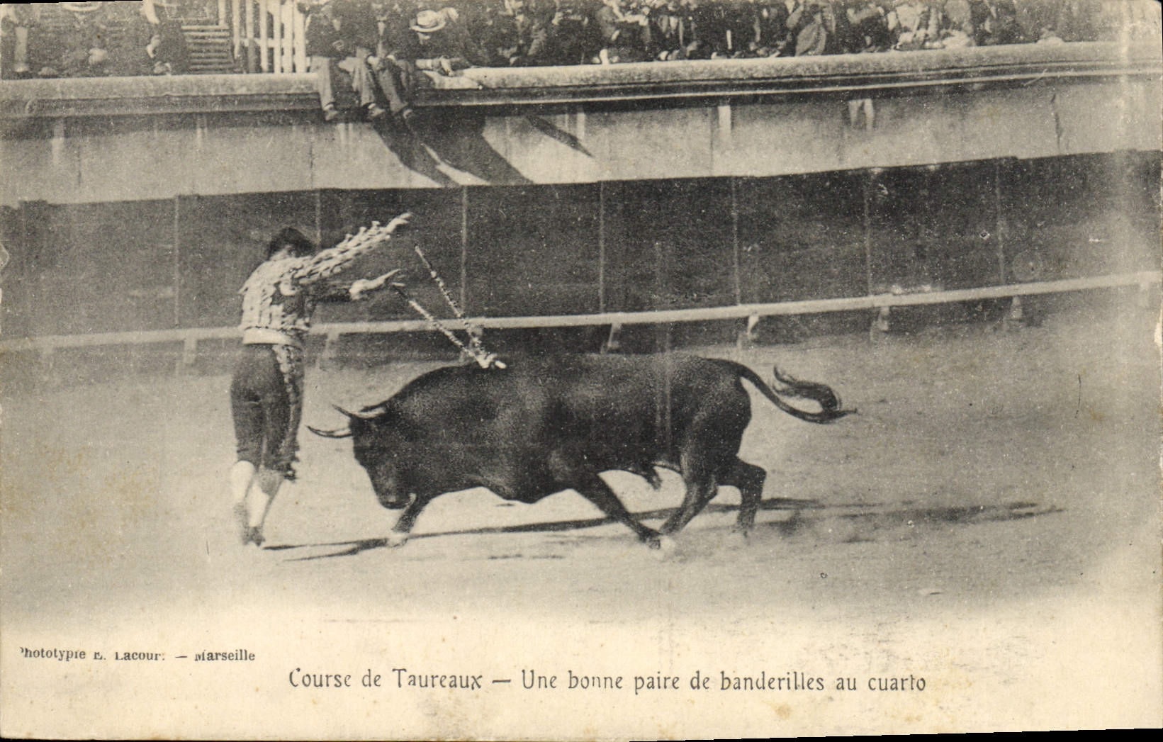 Vintage Postcard Bullfight Bullfight a good pair of banderillas to the cuarto