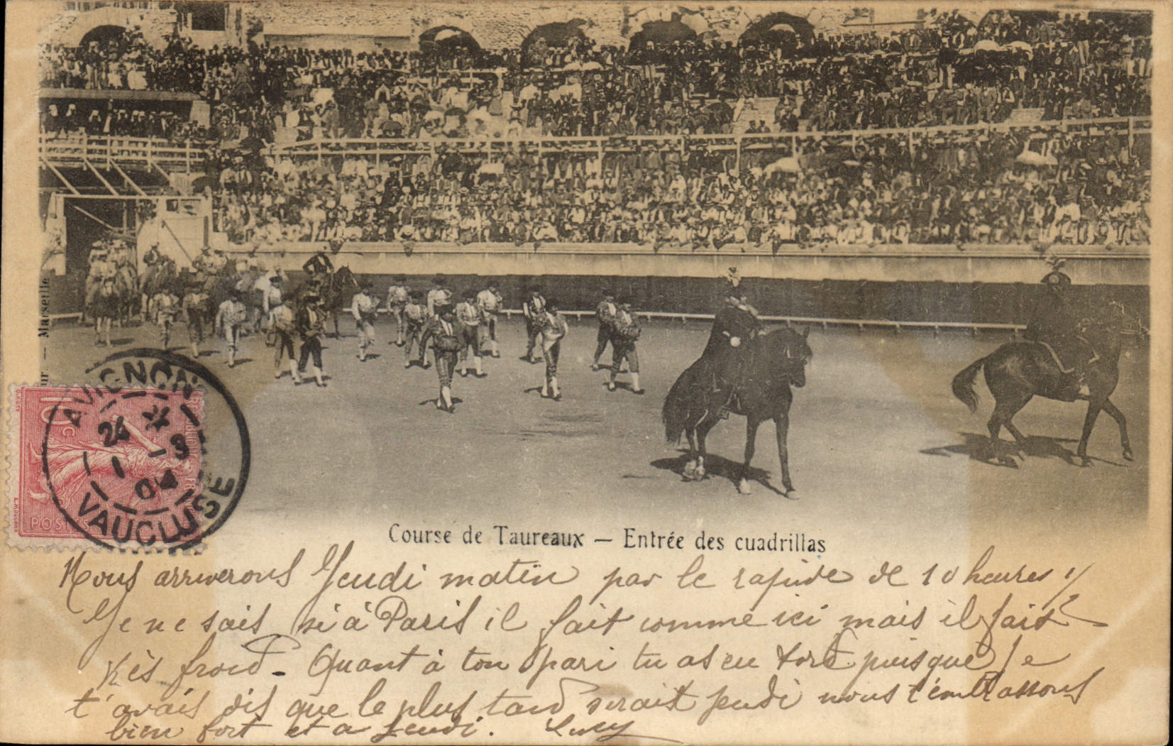 Vintage Postcard Bullfight Bullfight entered of the cuadrillas