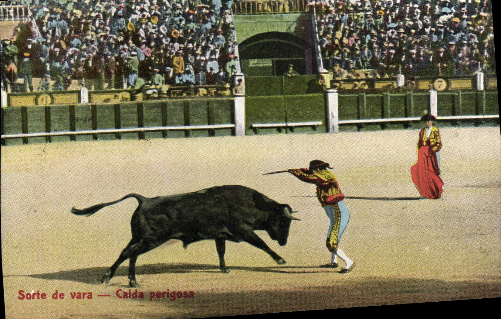 Postal Corrida Corrida de toros Clase de vara Caida perigosa