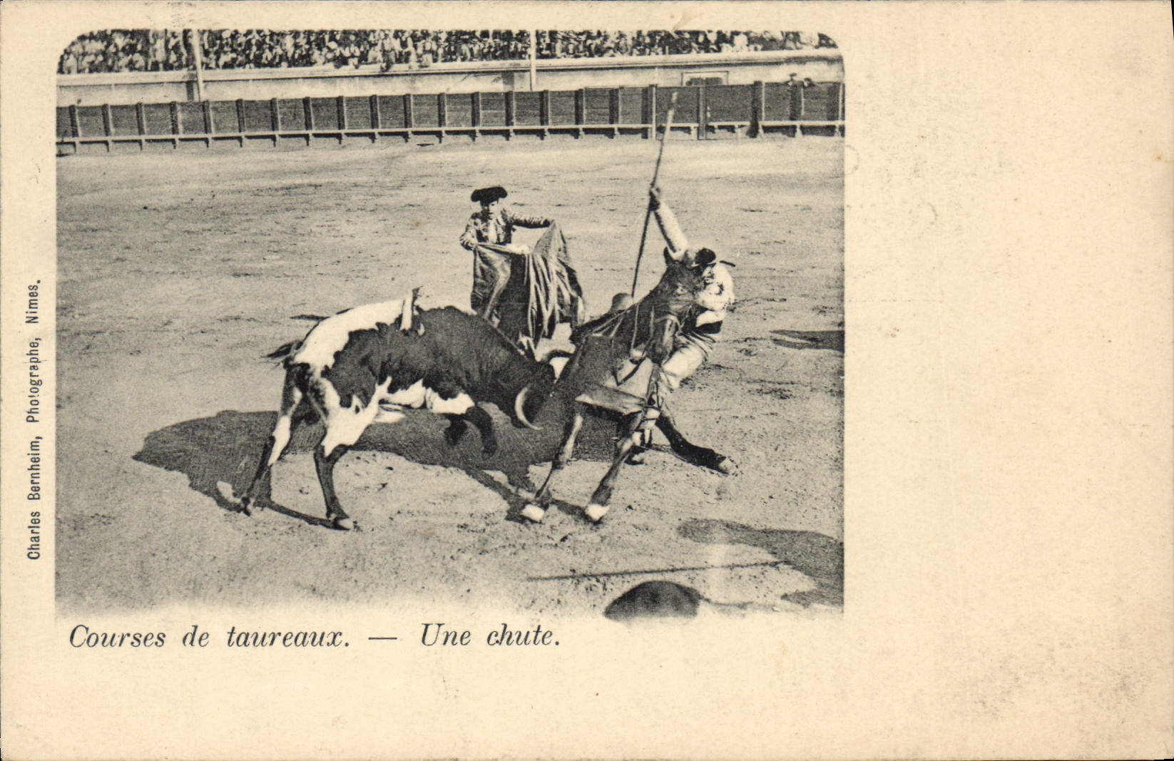 Vintage Postcard Bullfight Bullfight a fall