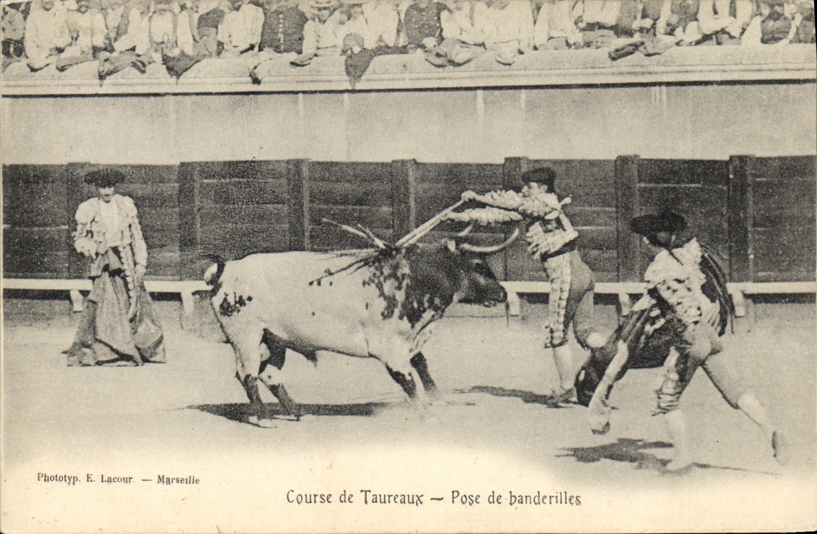 Postal Corrida Corrida de toros Instalación de banderillas