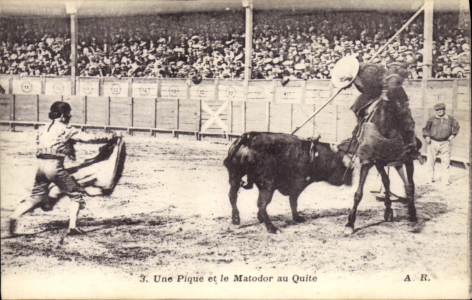 Vintage Postcard Bullfight Bullfight a spade and the matador in Quite