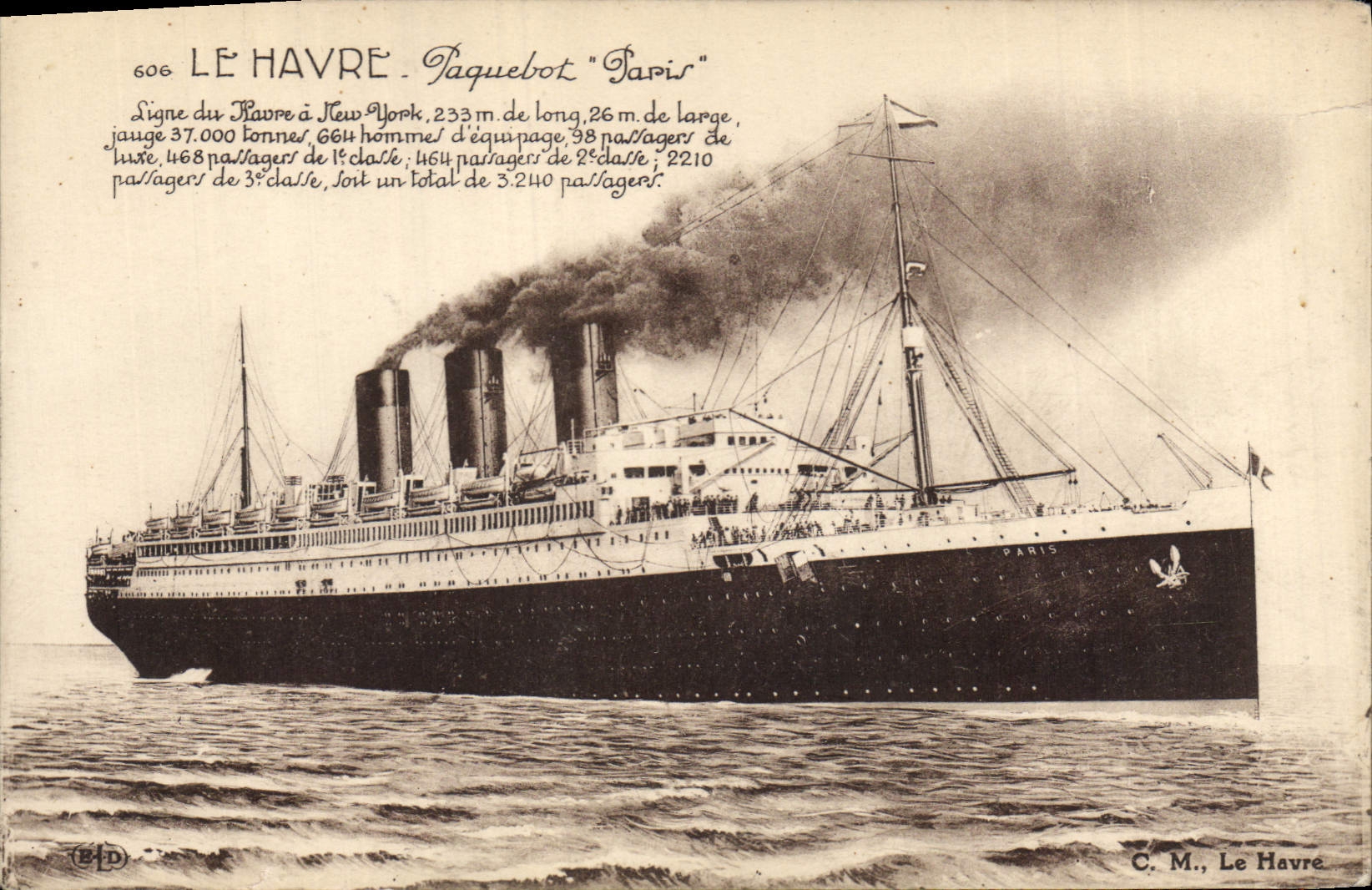 CPA Bateau Paquebot Paris le Havre 