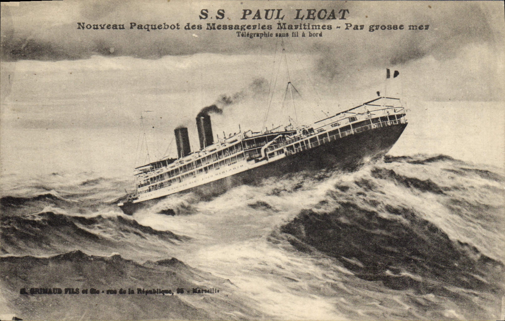 Vintage Postcard Boat Steamer of Shipping company SS Paul Lecat