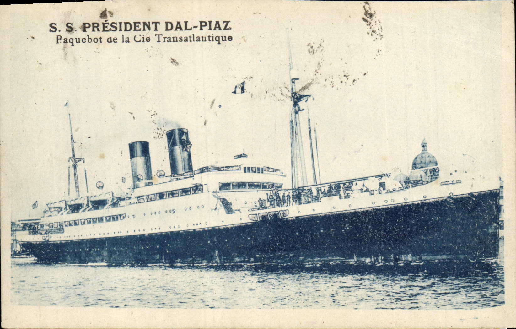 Vintage Postcard Boat Steamer SS President Dal Transatlantic Ria Co