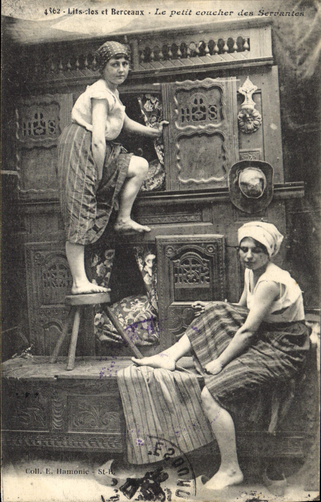 Vintage Postcard Folklore Closed Beds the small one to lay down maidservants