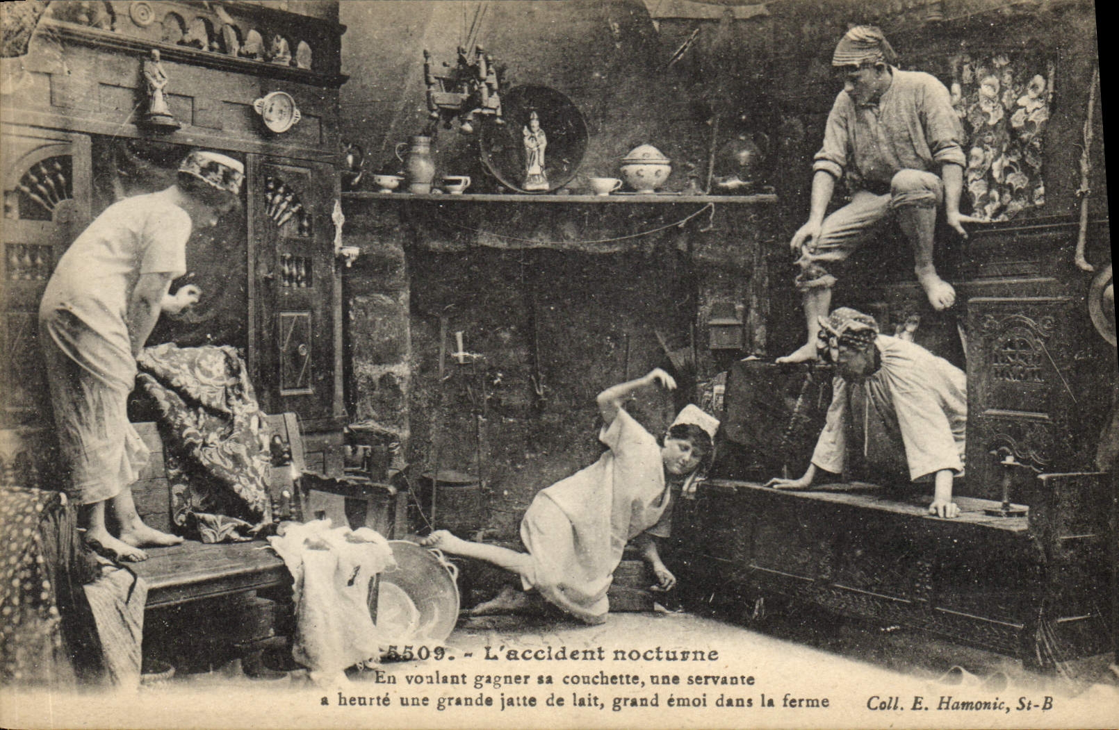 Vintage Postcard Folklore Closed Beds the night accident