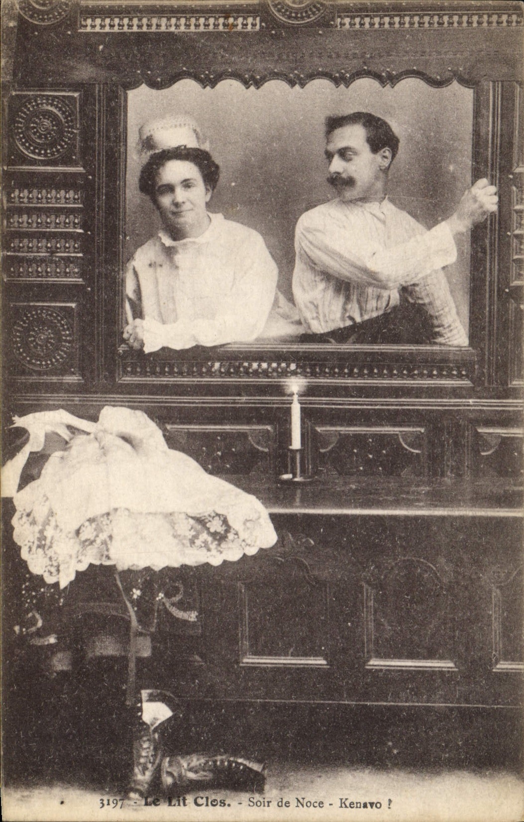 CPA Folklore Lits Clos Soir de noce Kenavo 