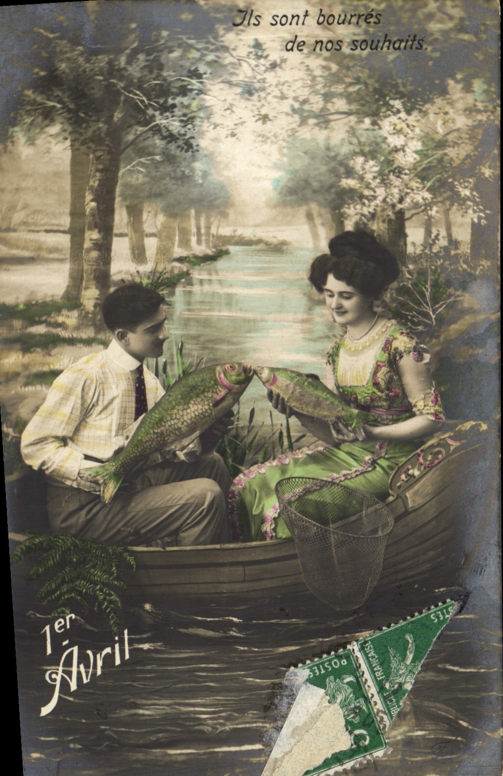 CPA Fantaisie Paques Poisson Femme 