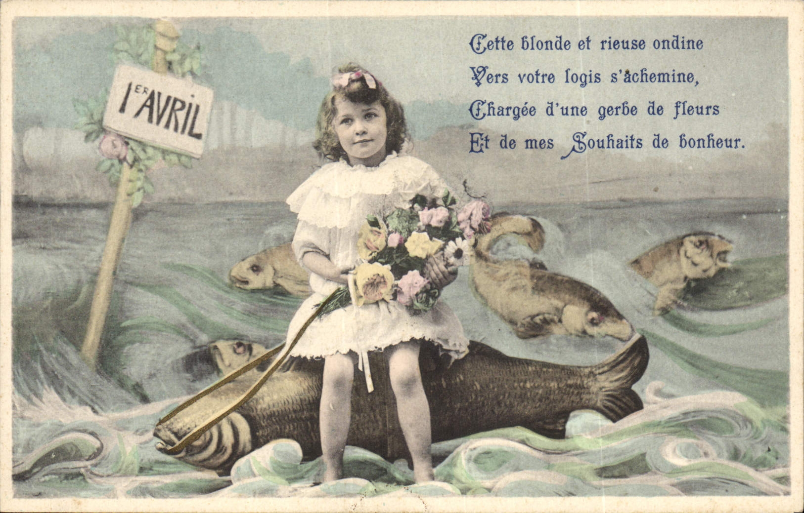 CPA Fantaisie Paques Poisson Enfant 