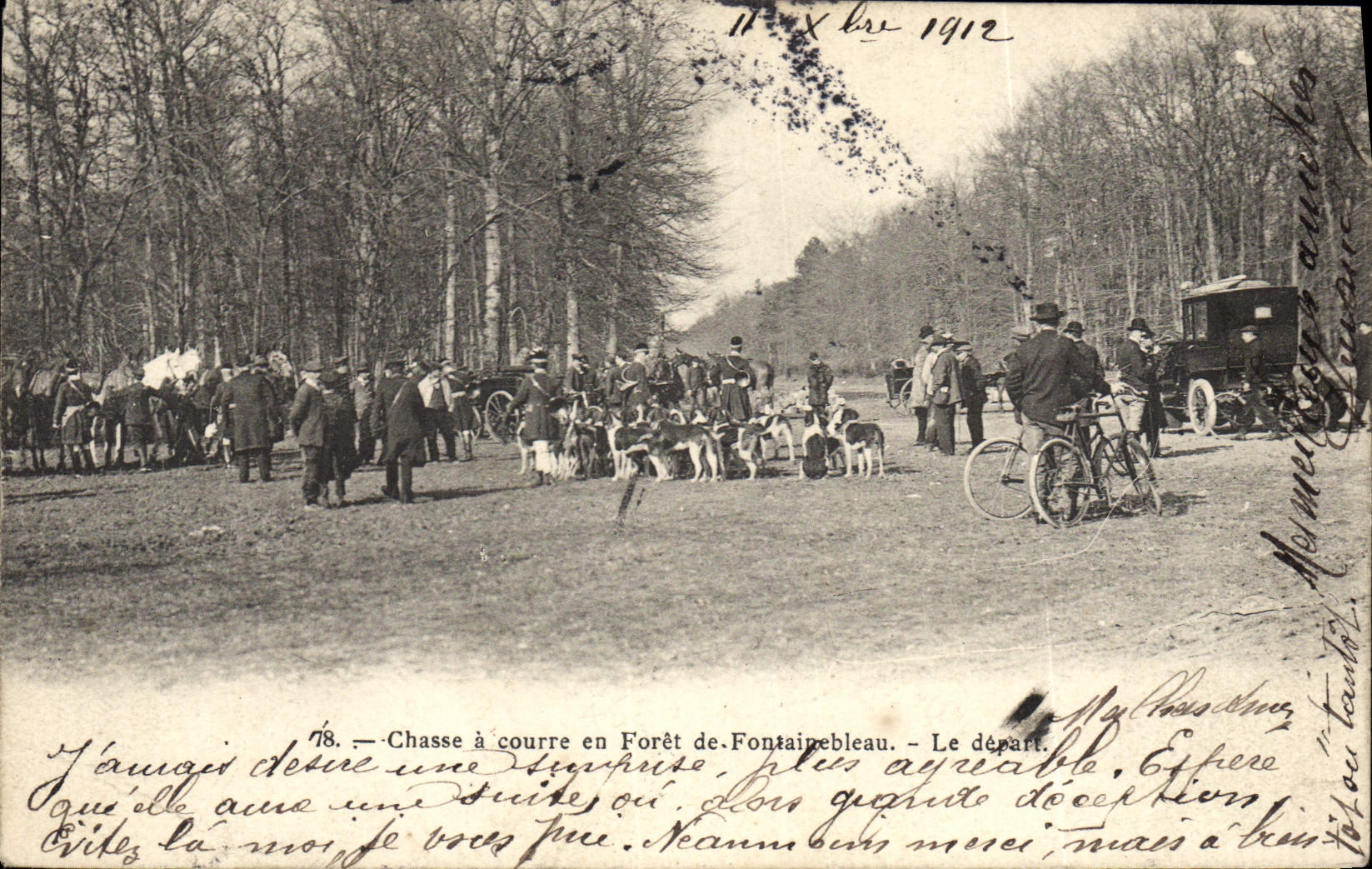 CPA Chasse a courre en Foret de Fontainebleau Le depart Chiens Chien