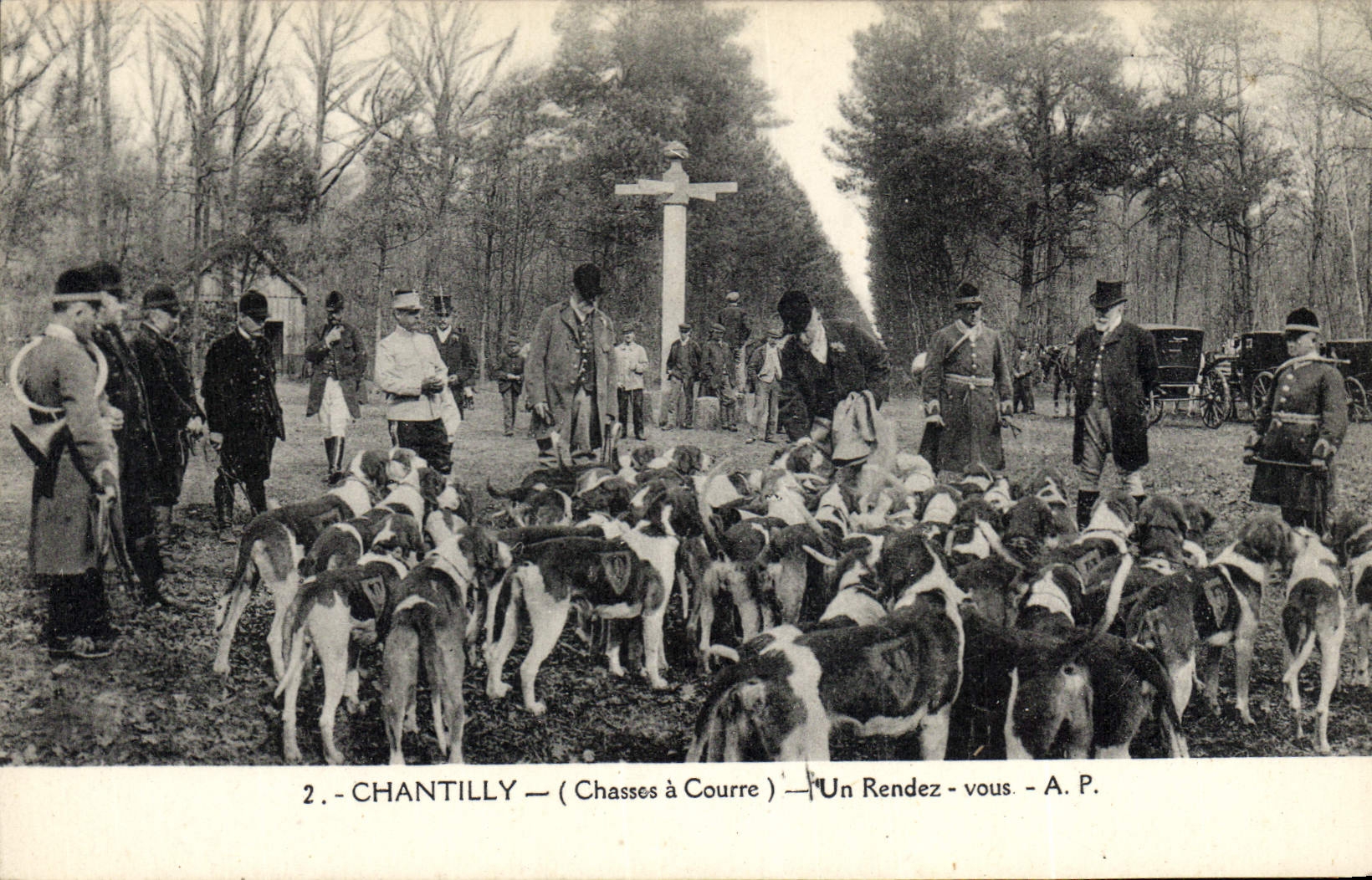 CPA Chasse a courre Chantilly Un rendez vous Chiens Chien 