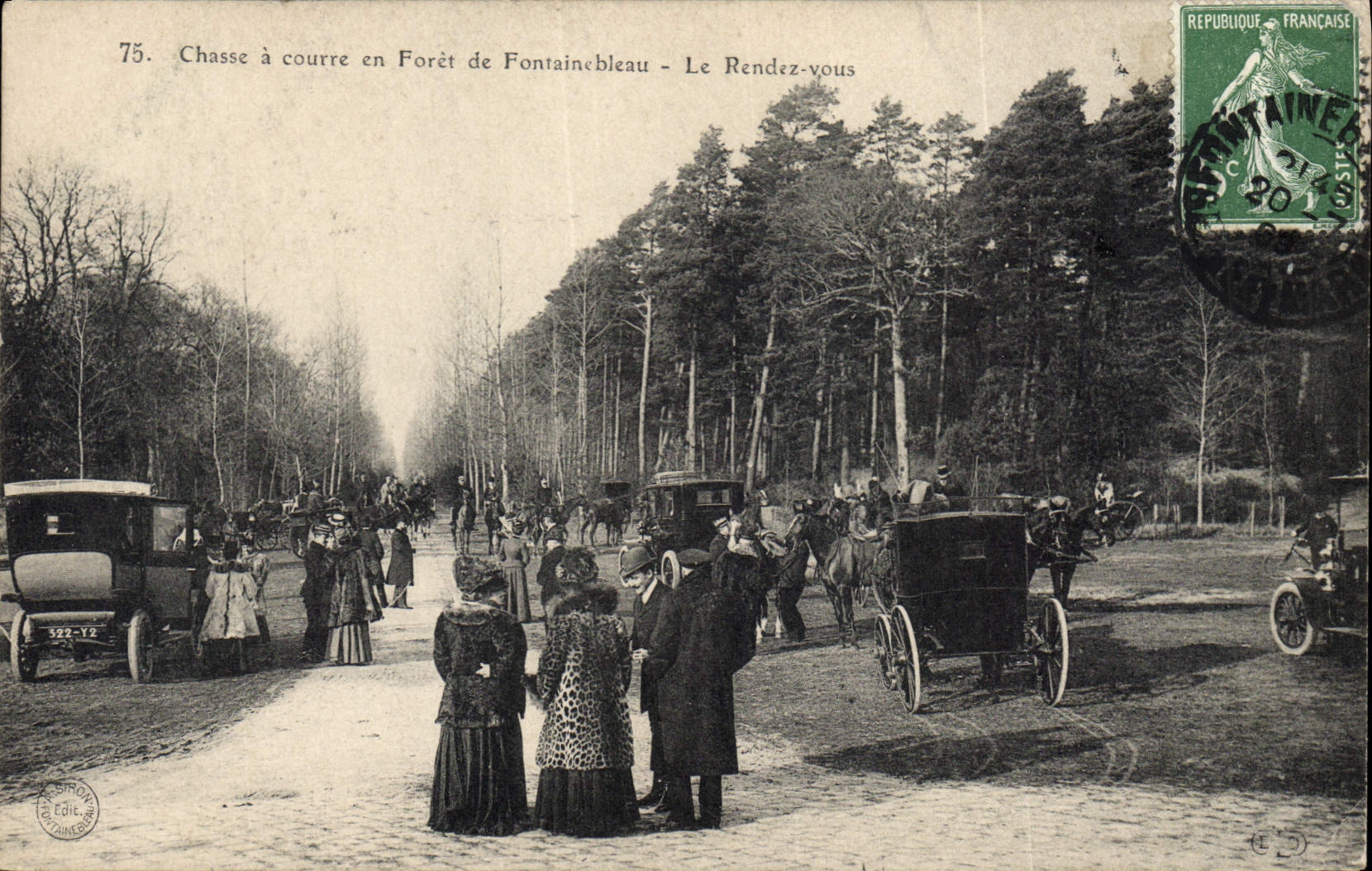 Postal Caza que debe perseguirse en Taladro de Fontainebleau lo vuelven