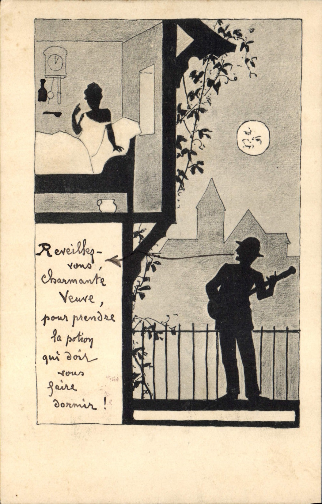 CPA Fantaisie Illustrateur Reveillez vous charmante veuve