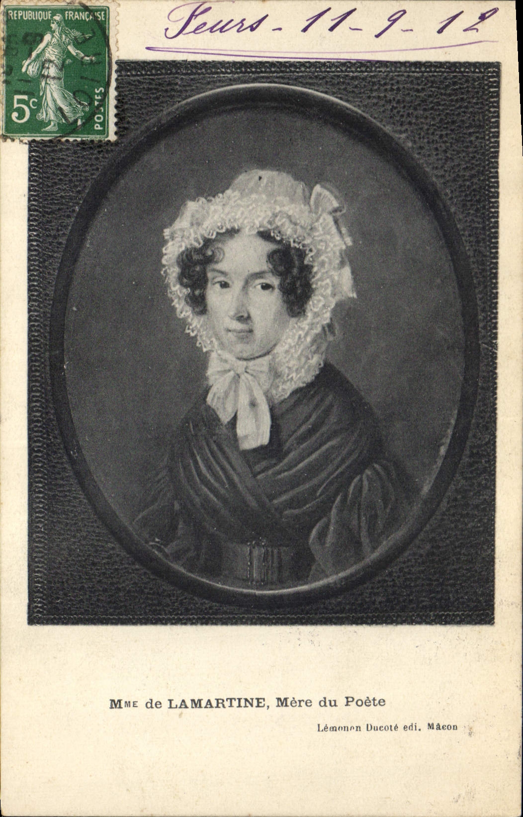 CPA Mme de Lamartine Mere du poete