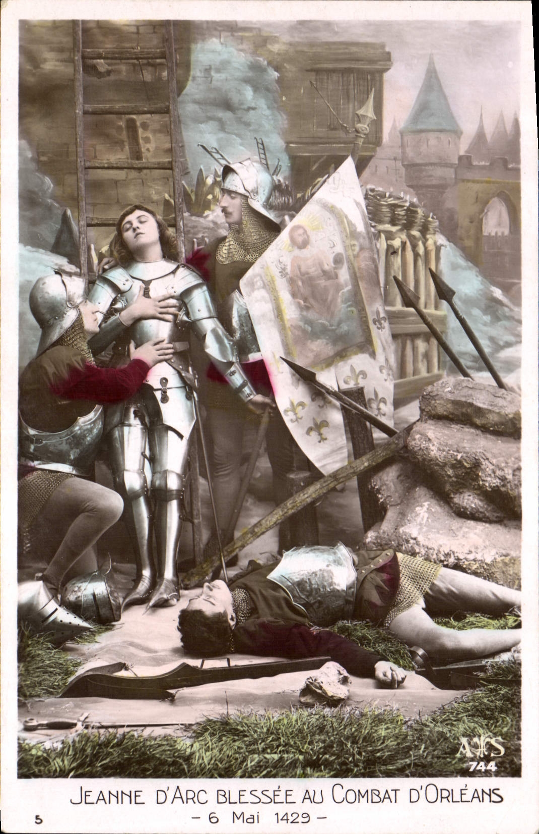 CPA Jeanne d'Arc blessee au combat d'Orleans 