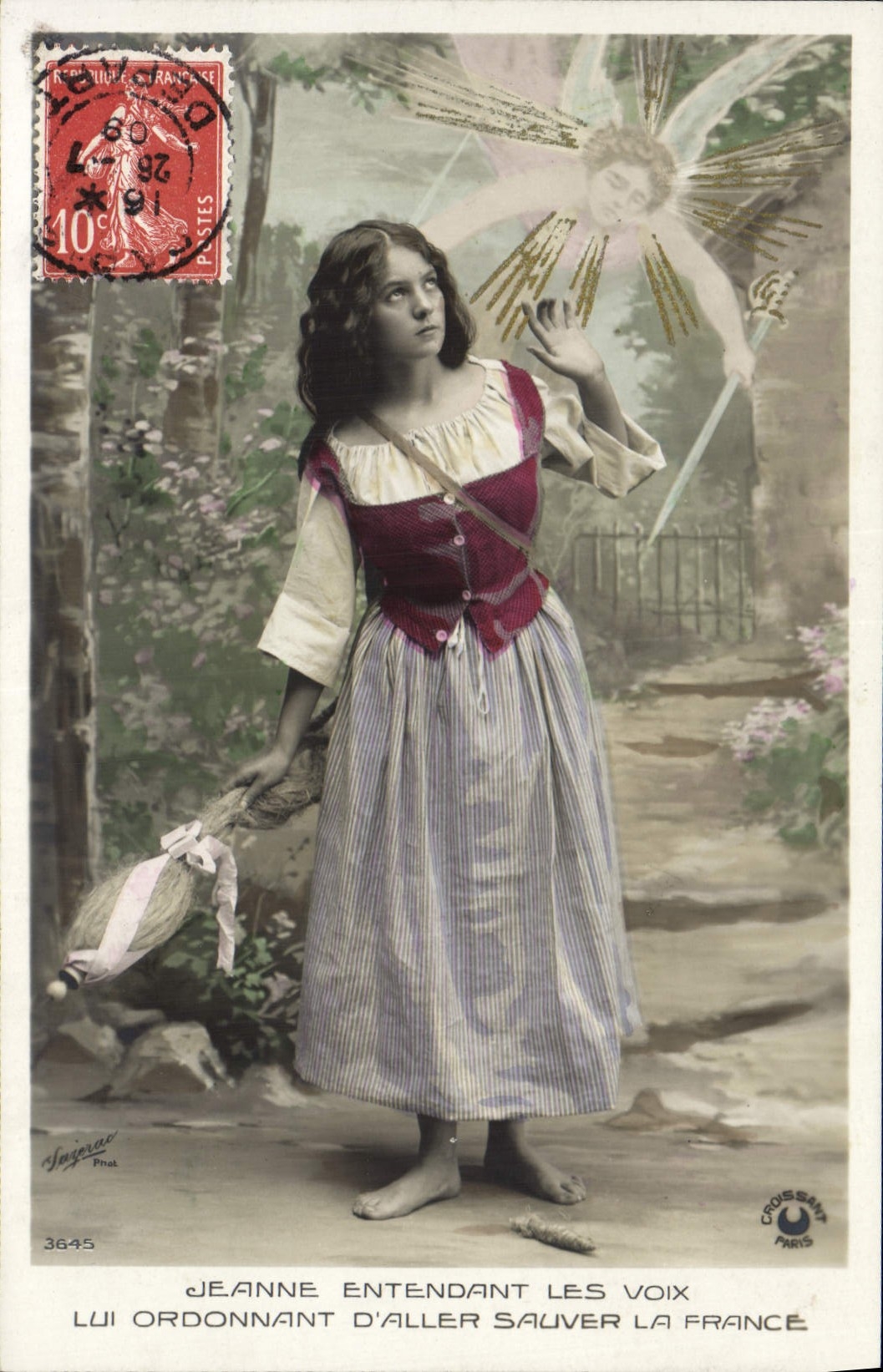 CPA Jeanne d'Arc entendant les voix lui ordonnant d'aller sauver la France