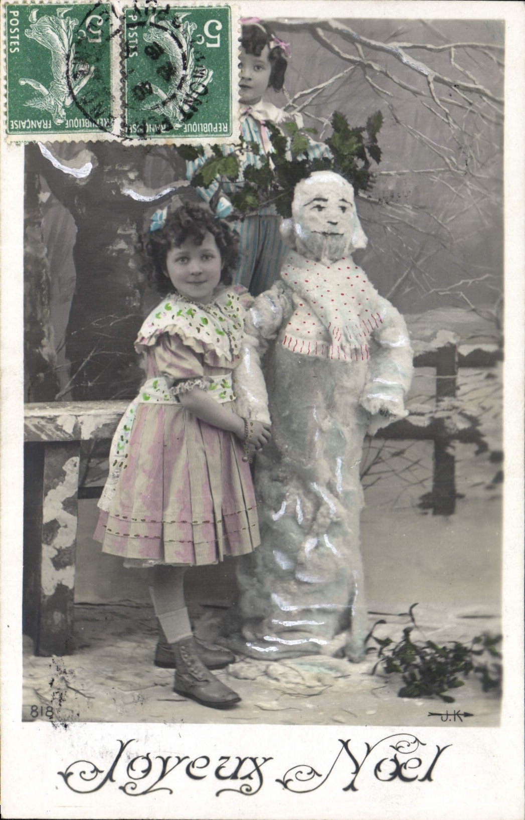 CPA Fantaisie Bonhomme de neige Enfant 