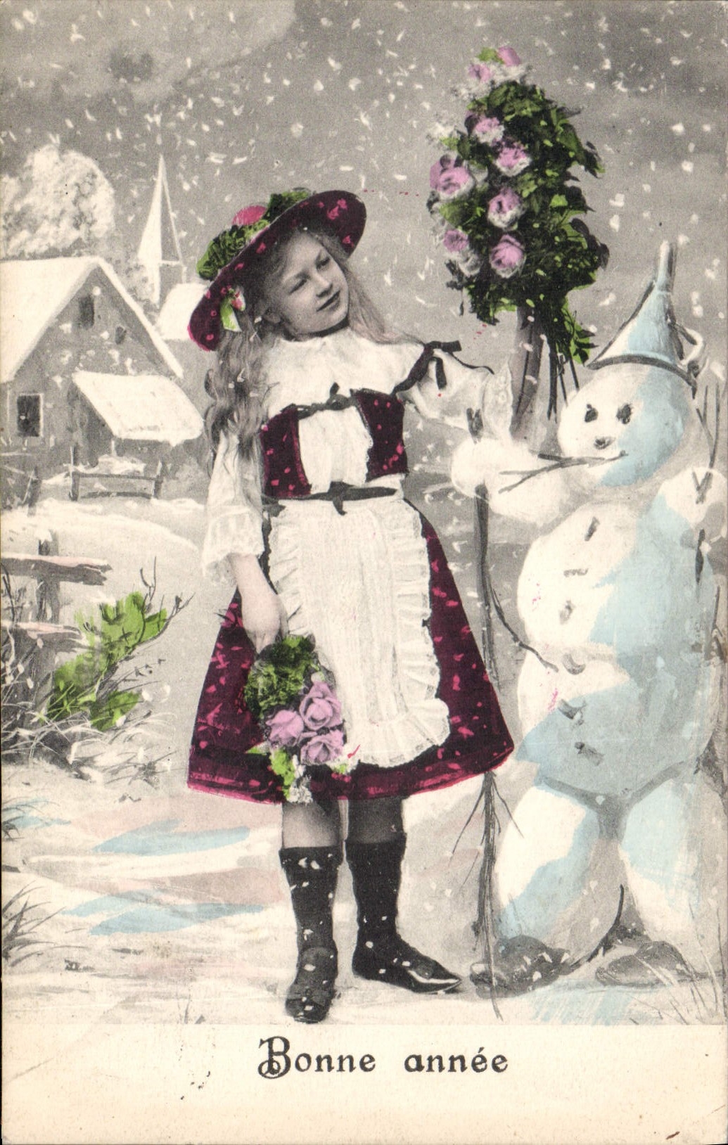 CPA Fantaisie Bonhomme de neige Enfant