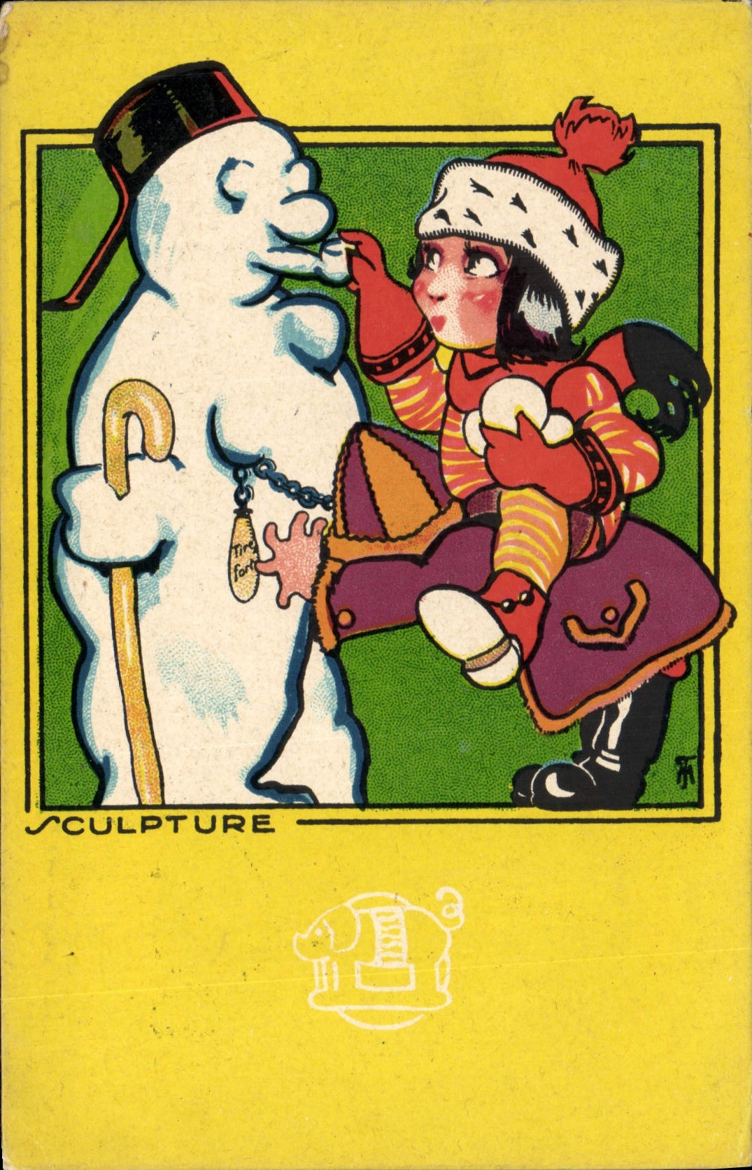 CPA Fantaisie Bonhomme de neige Enfant Chaussures Raoul Rue de Noailles Marseille 