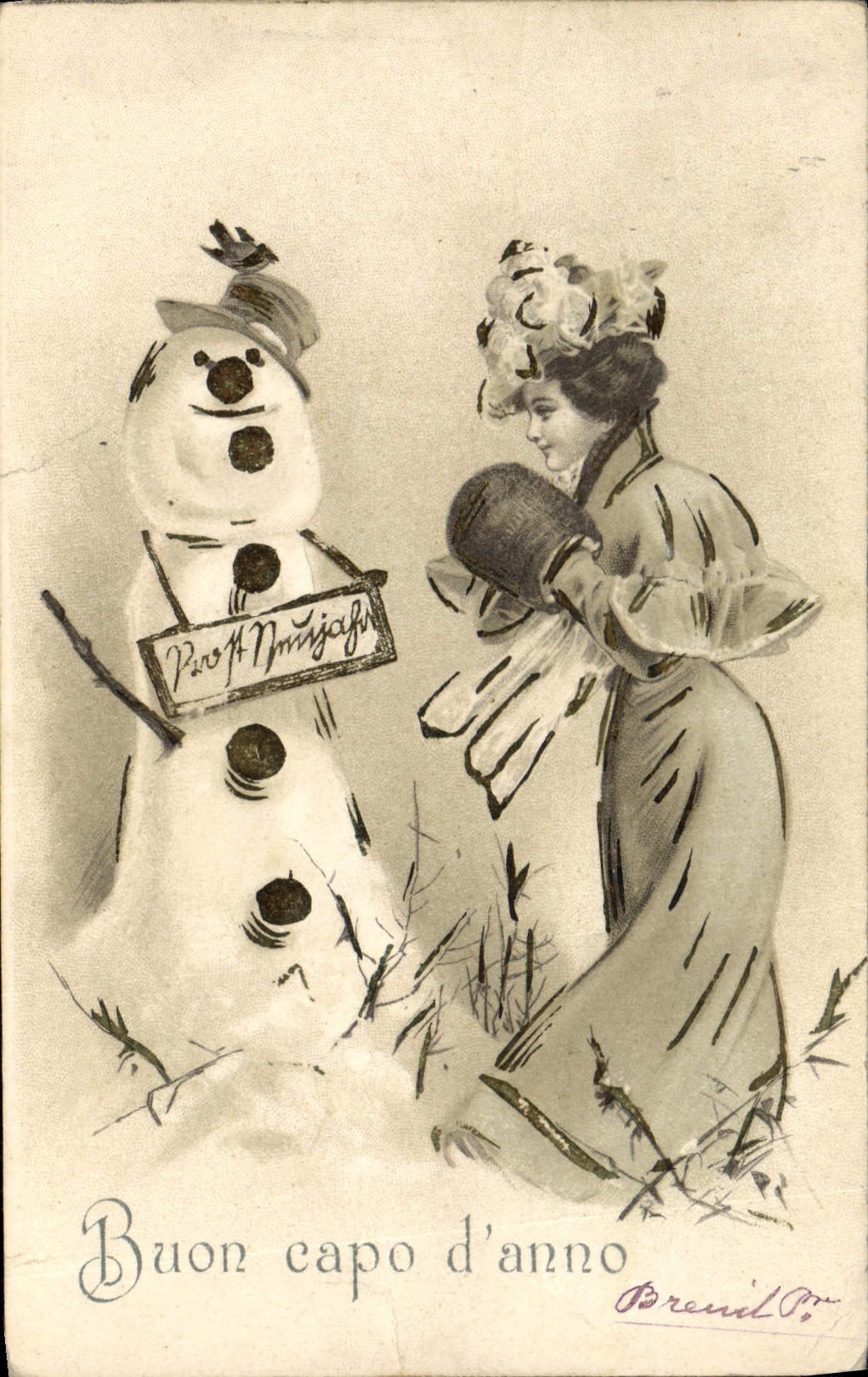 CPA Fantaisie Bonhomme de neige Femmes 