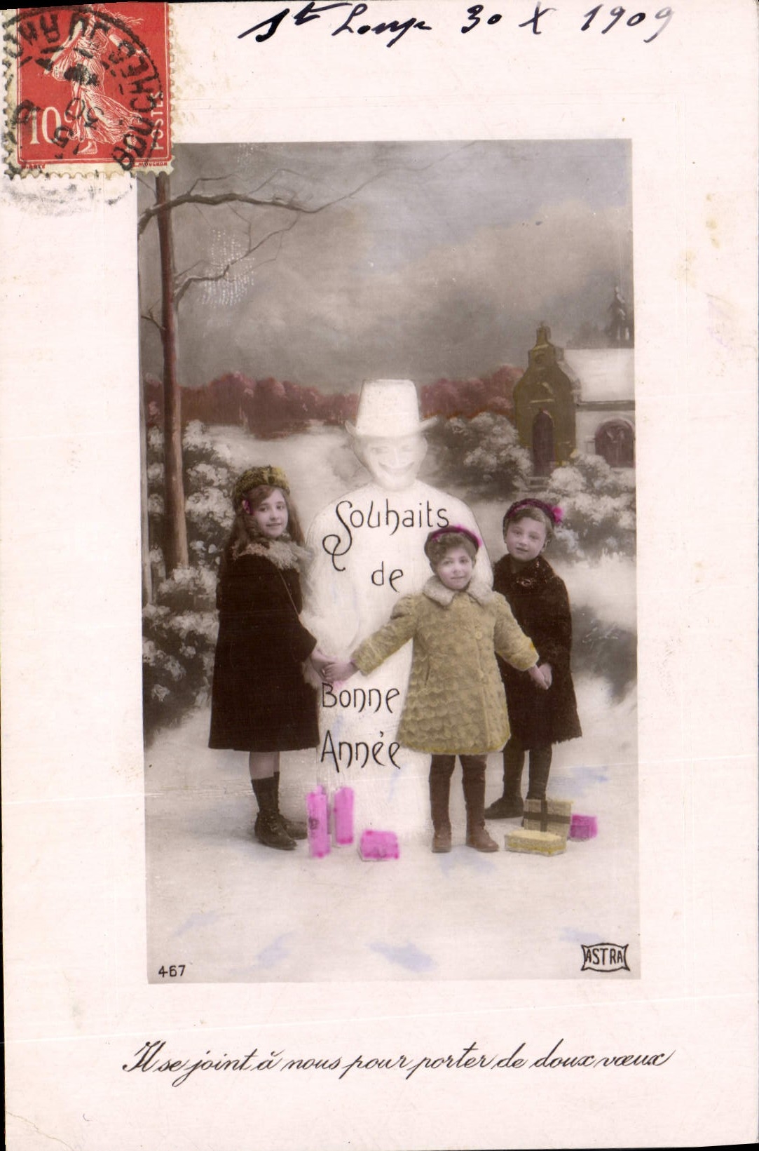 CPA Fantaisie Bonhomme de neige Enfant 