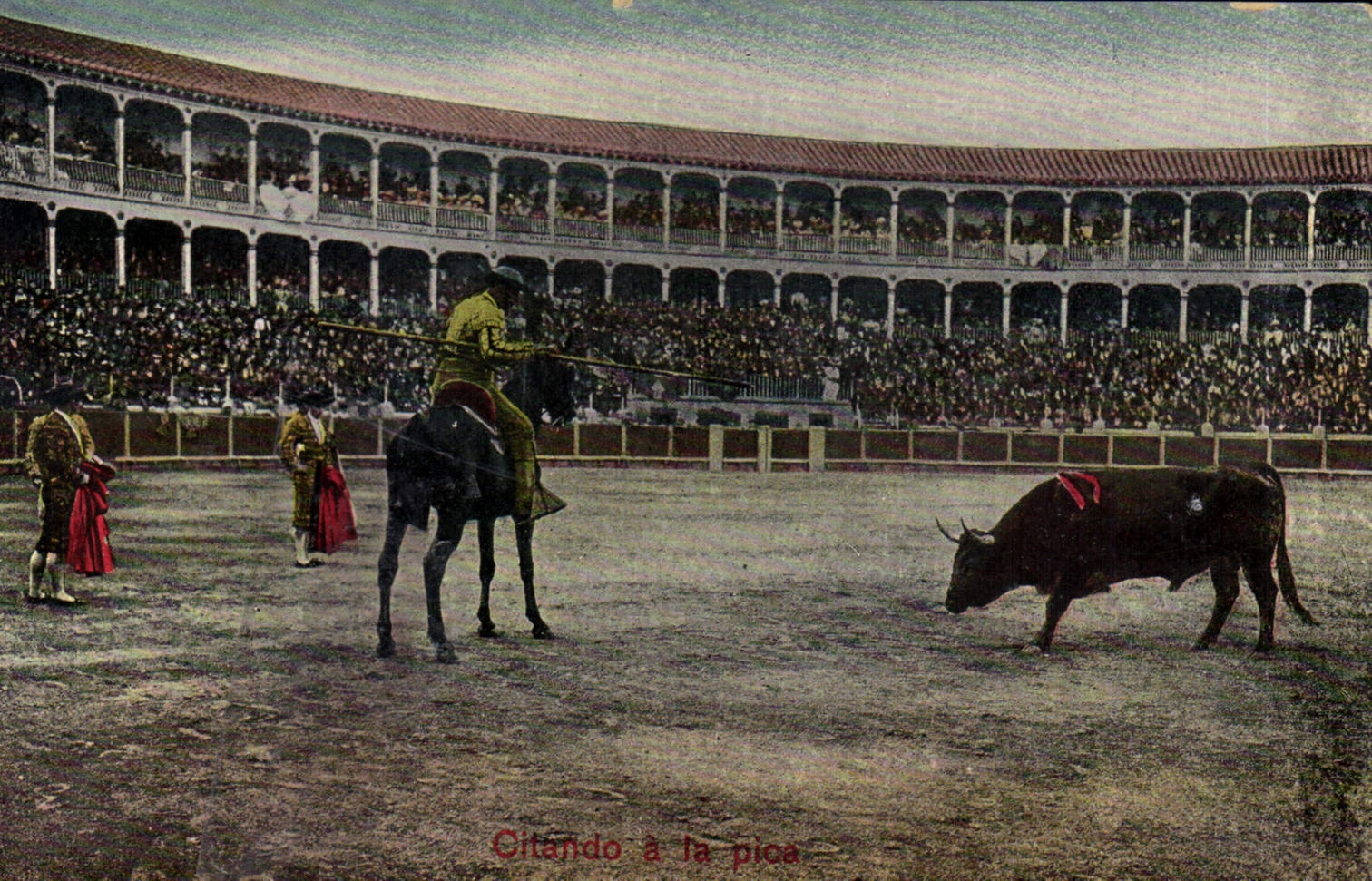Postal Corrida Corrida de toros Citando tiene la pica