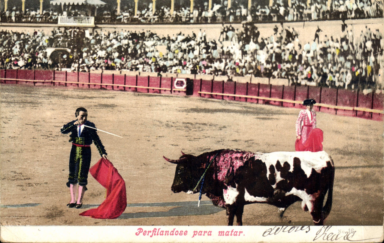 Vintage Postcard Bullfight Bullfight Perfilandose para matar