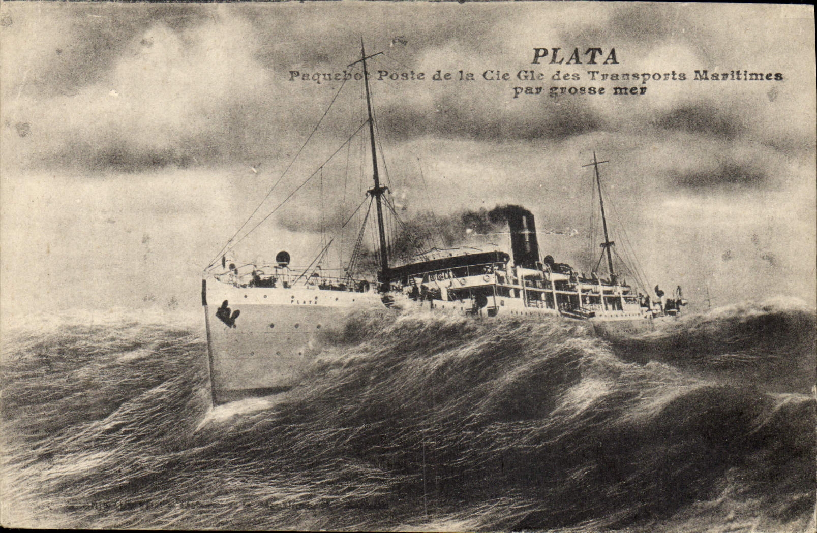 CPA Bateau Paquebot Poste de la Cie Gle des Transports Maritimes Plata