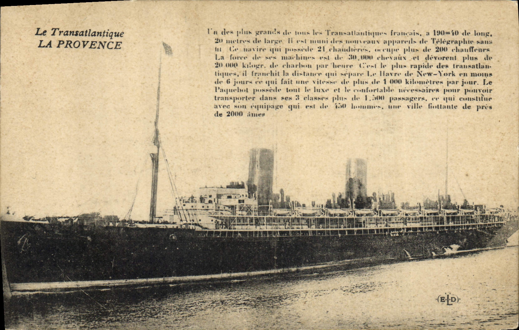 Vintage Postcard Boat Steamer the La Provence Deck chair