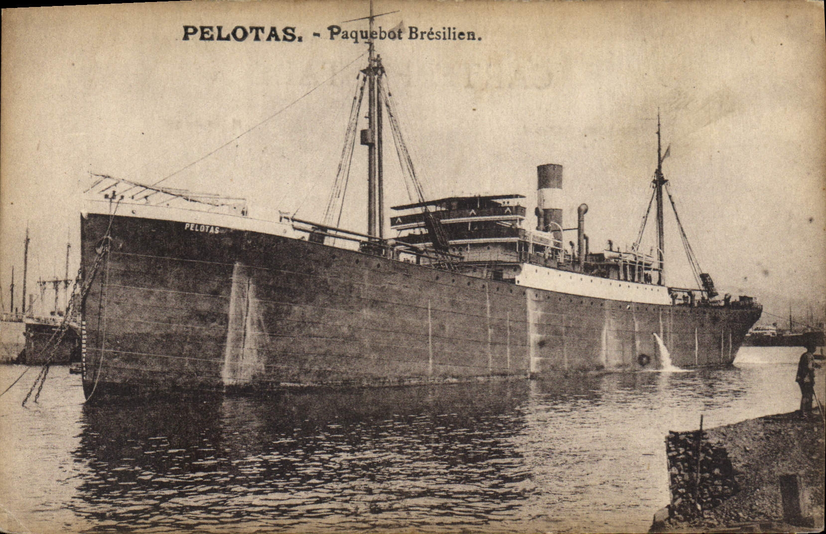 Vintage Postcard Bateau Brazilian Steamer Wound into a ball