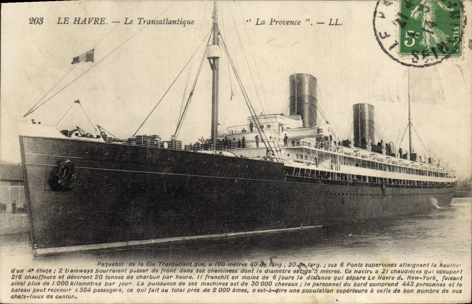 CPA Bateau Paquebot Le Havre Le Transatlantique La Provence