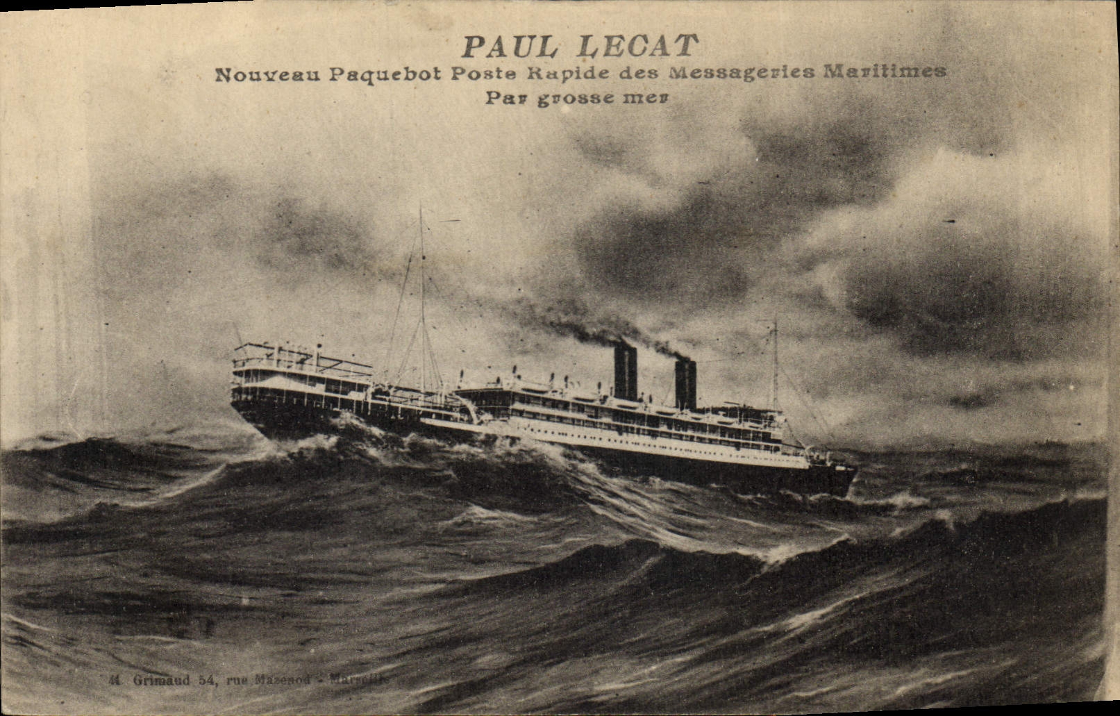Vintage Postcard Bateau Steamer Posts fast Shipping company Paul Lecat