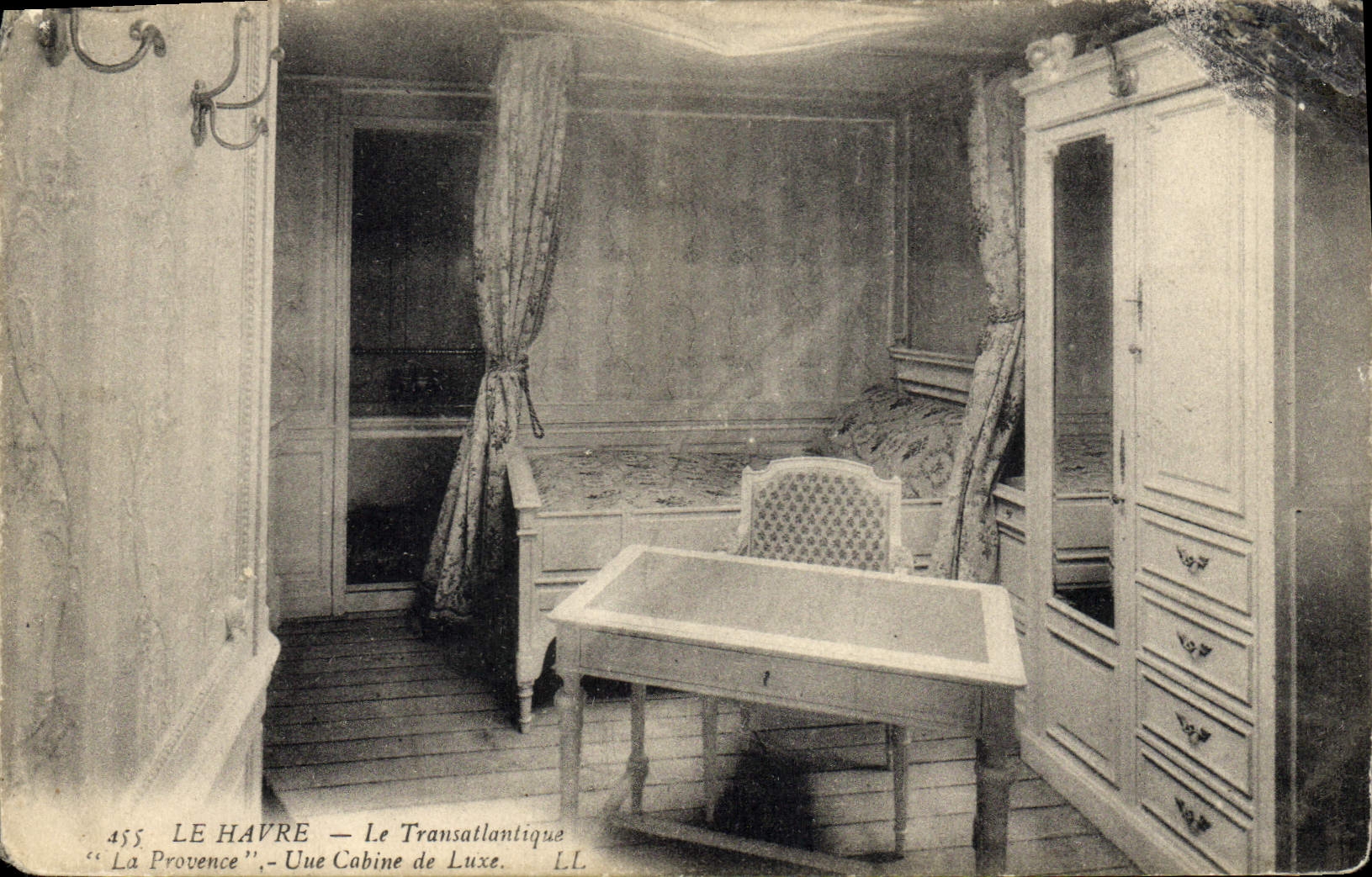 Vintage Postcard Boat Transatlantic liner La Provence a de luxe cabin