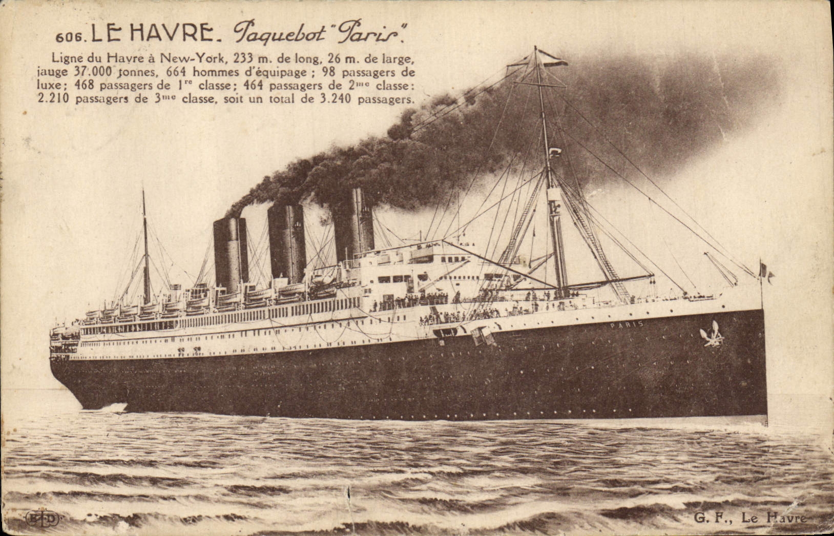 CPA Bateau Paquebot Paris Le Havre 