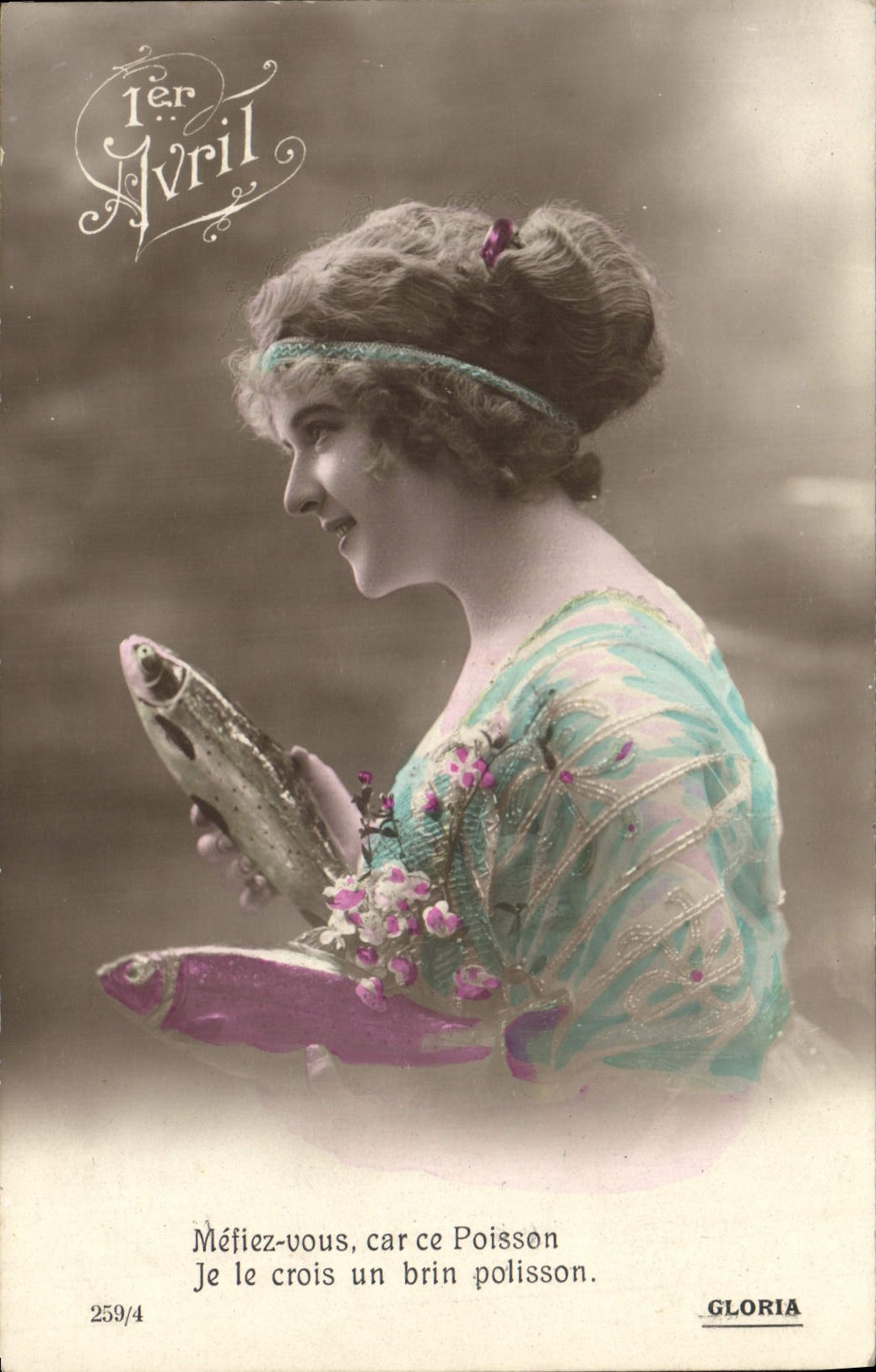 CPA Fantaisie Paques 1er Avril Femme 