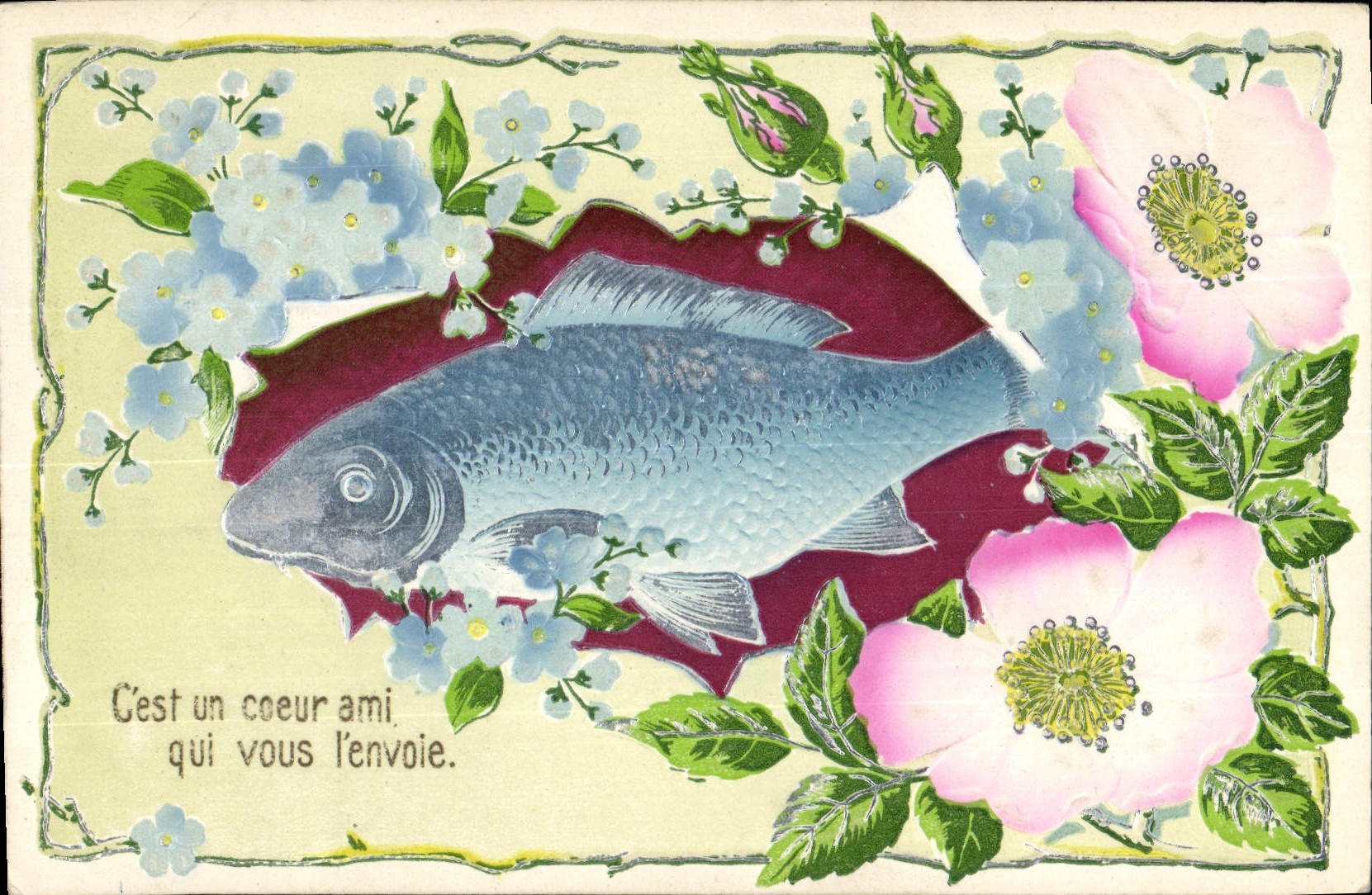 CPA Fantaisie Paques 1er Avril Fleurs 