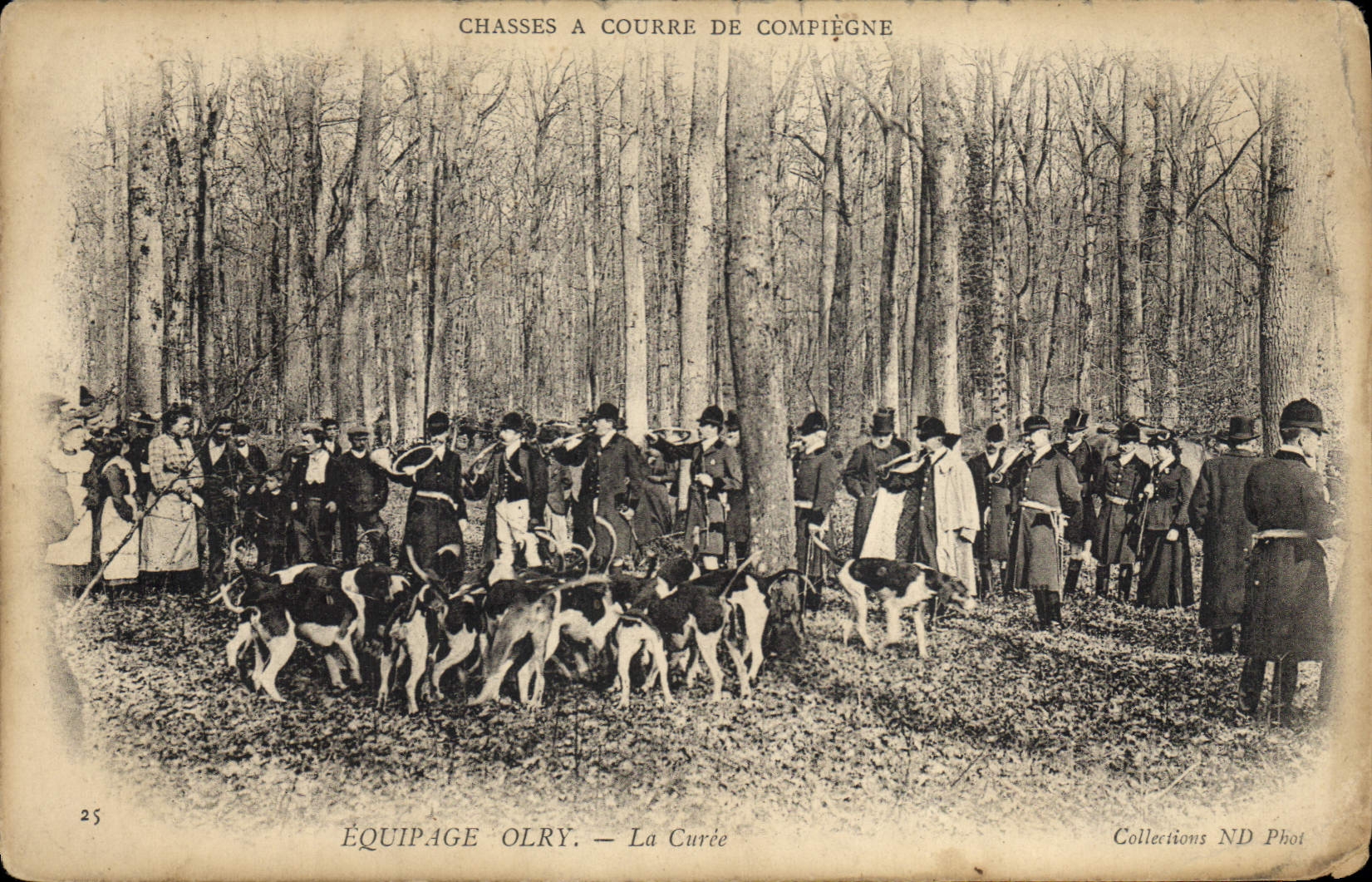 Vintage Postcard Chasse has courre Equipage Orly the quarry Chiens Compiegne Dog