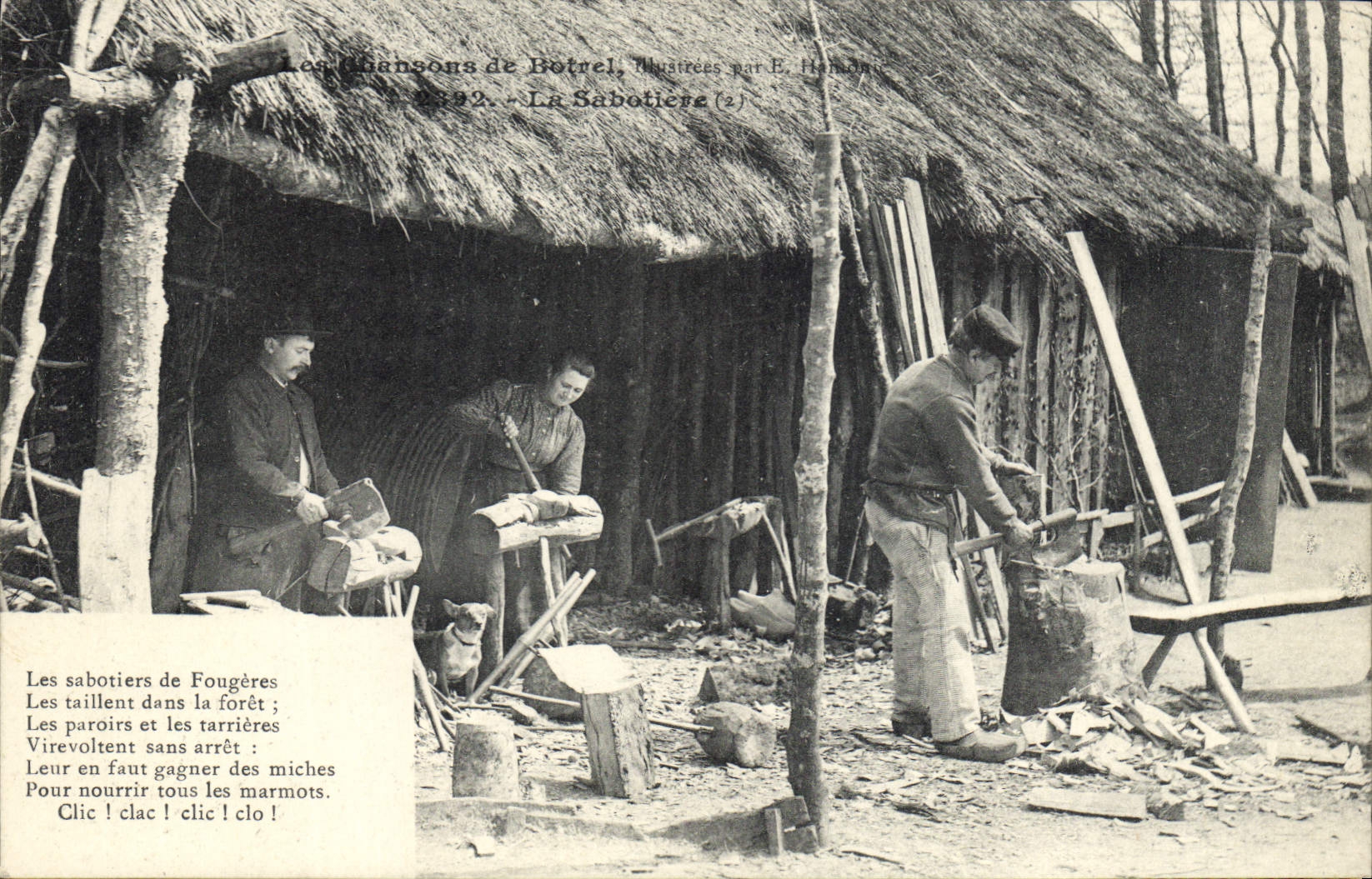 Vintage Postcard Shoe songs of Botrel Sabotiere SIGNAL