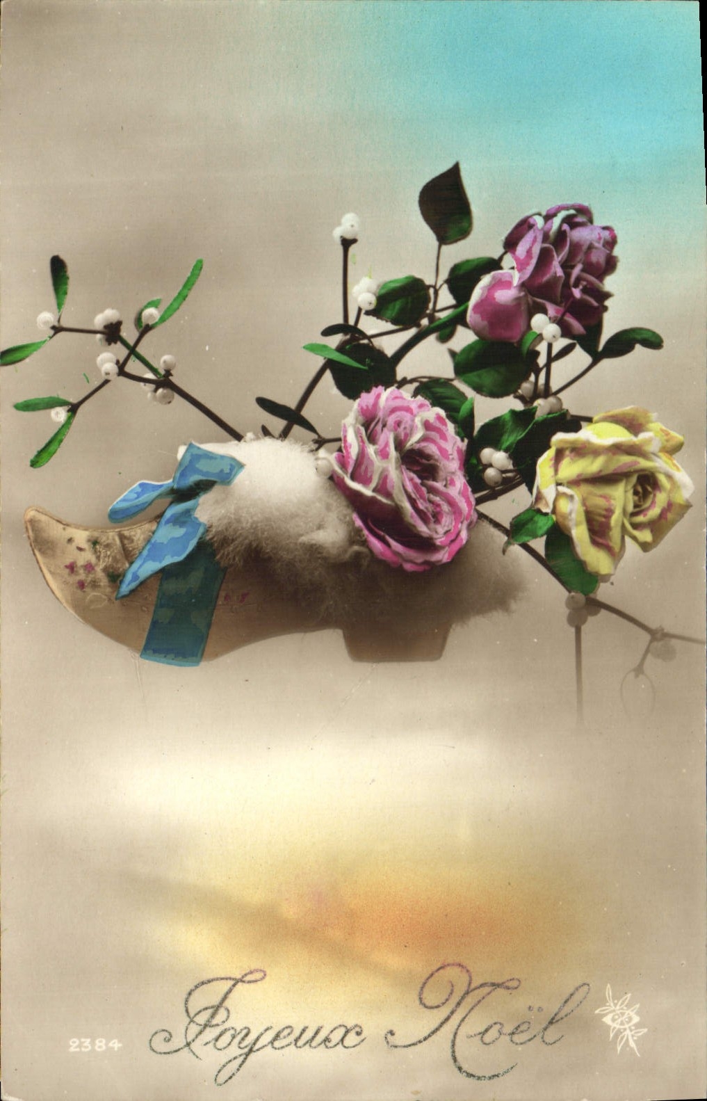 CPA Fantaisie Sabot Fleurs