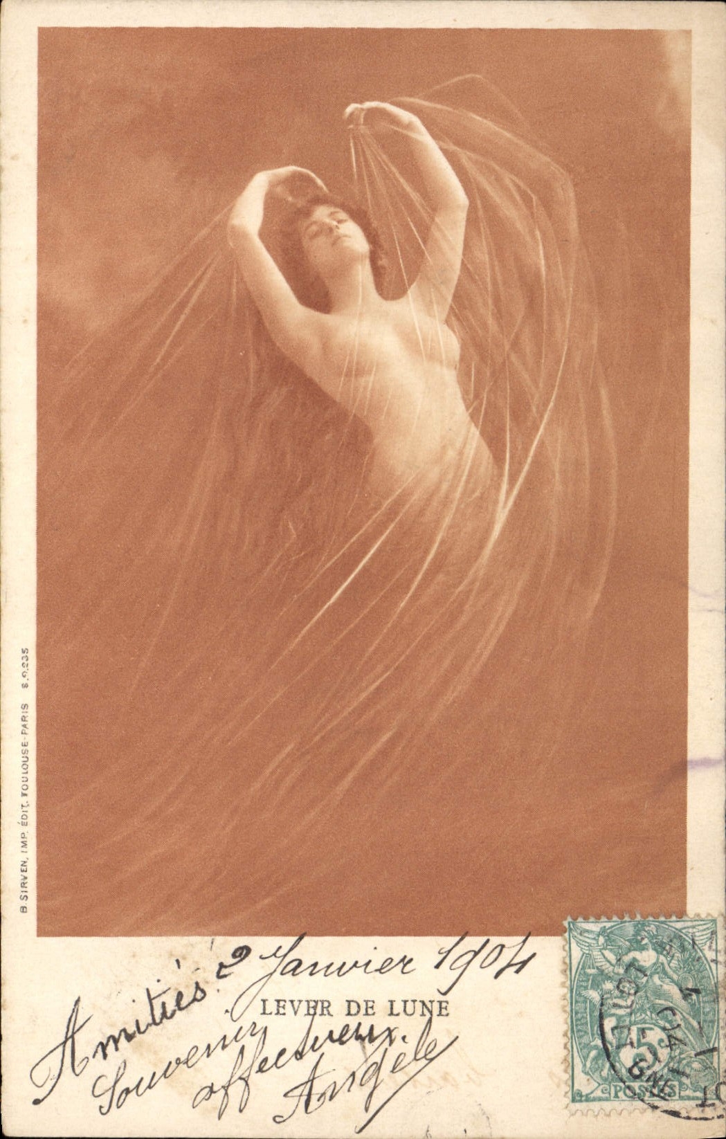 CPA Fantaisie Illustrateur Femme Lever de lune