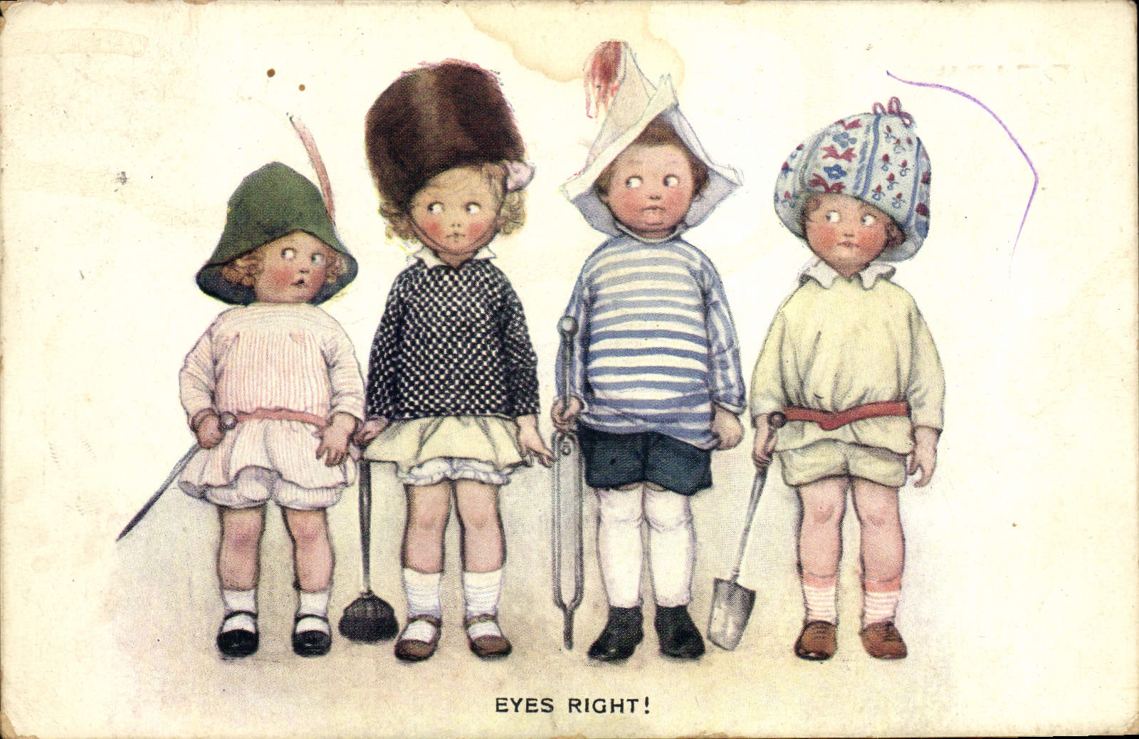 CPA Fantaisie Illustrateur Enfants Eyes Right !