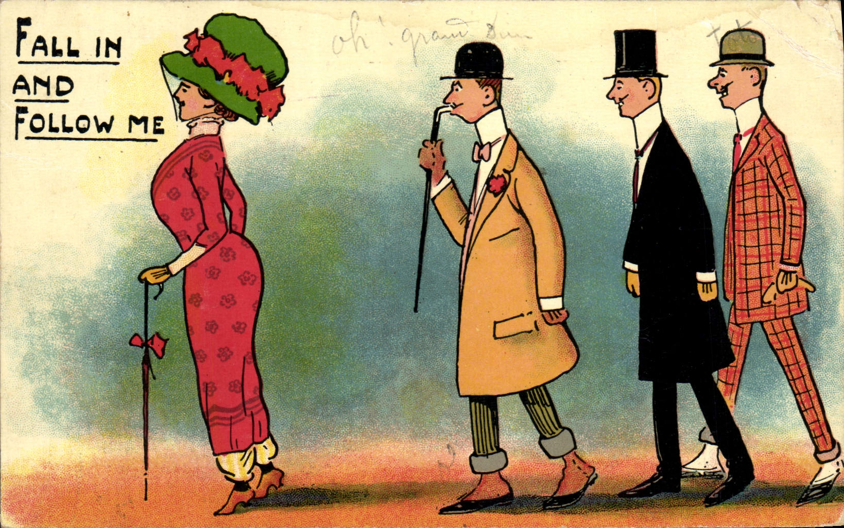 CPA Fantaisie Illustrateur Fall in and follow me Femme