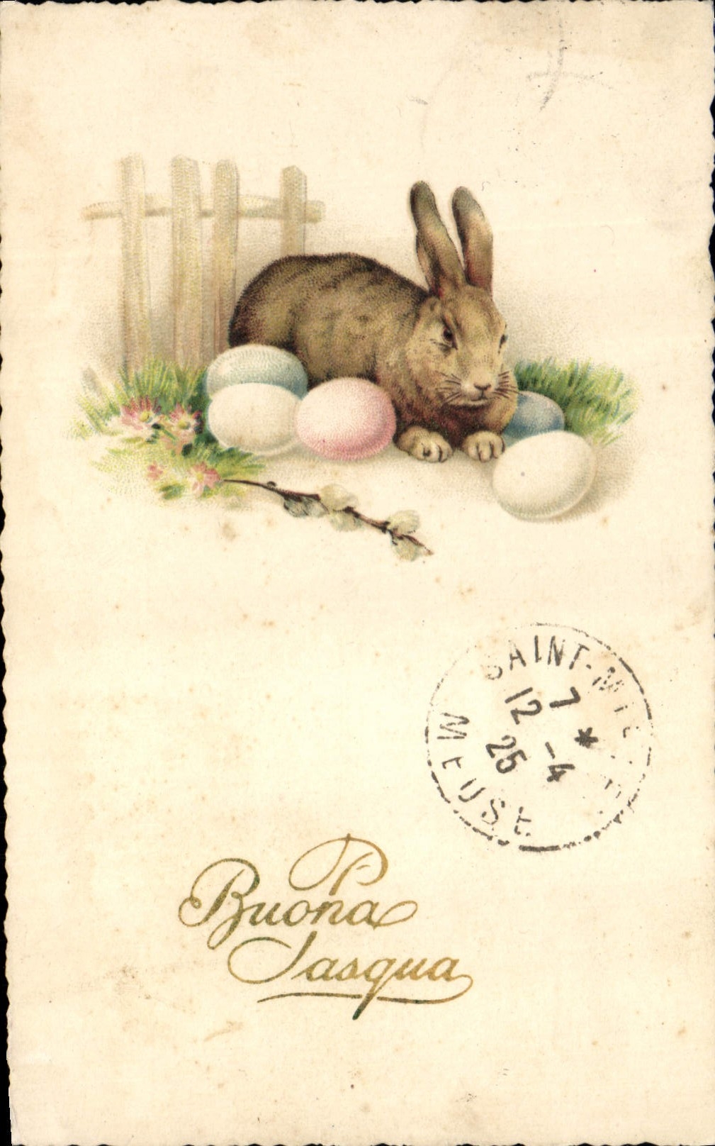 CPA Fantaisie Illustrateur Lapin Paques 