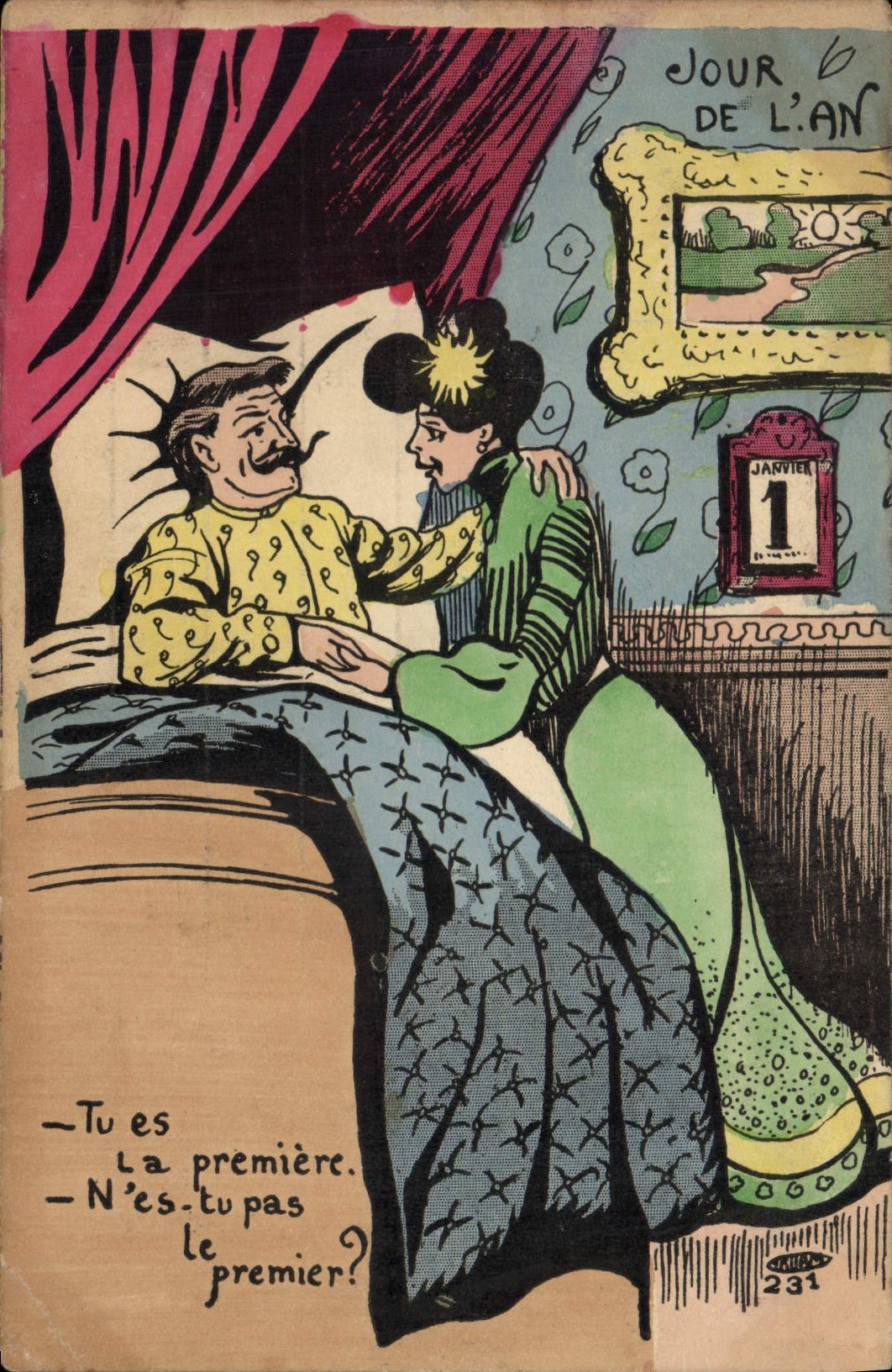 CPA Fantaisie Illustrateur Femme Jour de l'an