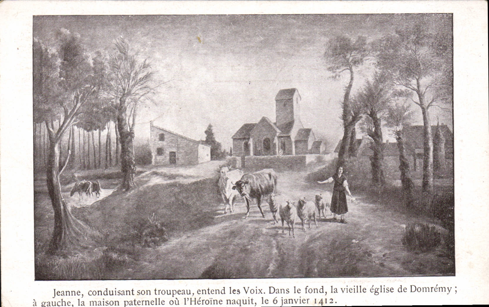 CPA Jeanne d'Arc conduisant son troupeau entend les vois