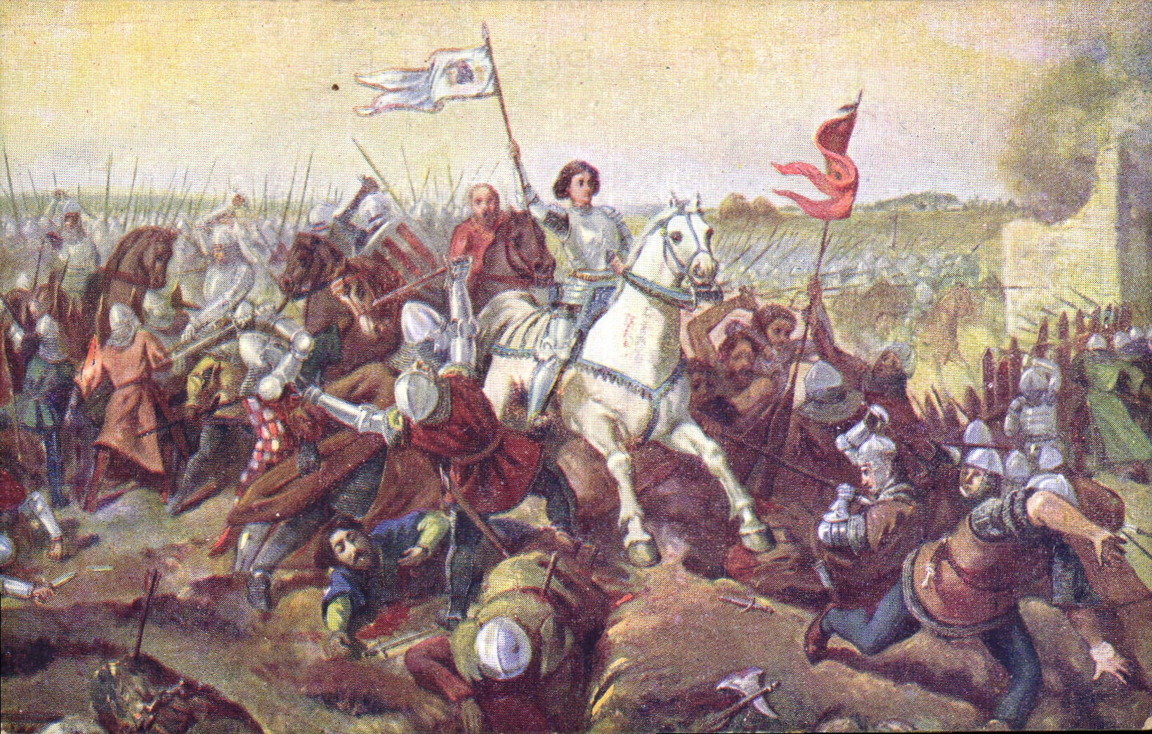 CPA Jeanne d'Arc Jeanne suivie de ses intrepides chevaliers et soldats travers les lignes des ennemis 